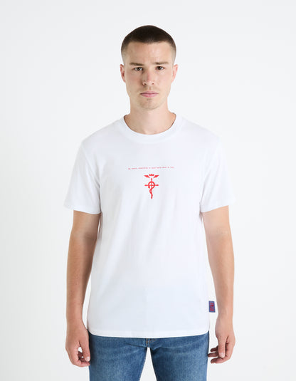 Full Metal Alchemist - Off White Printed Cotton T-Shirt