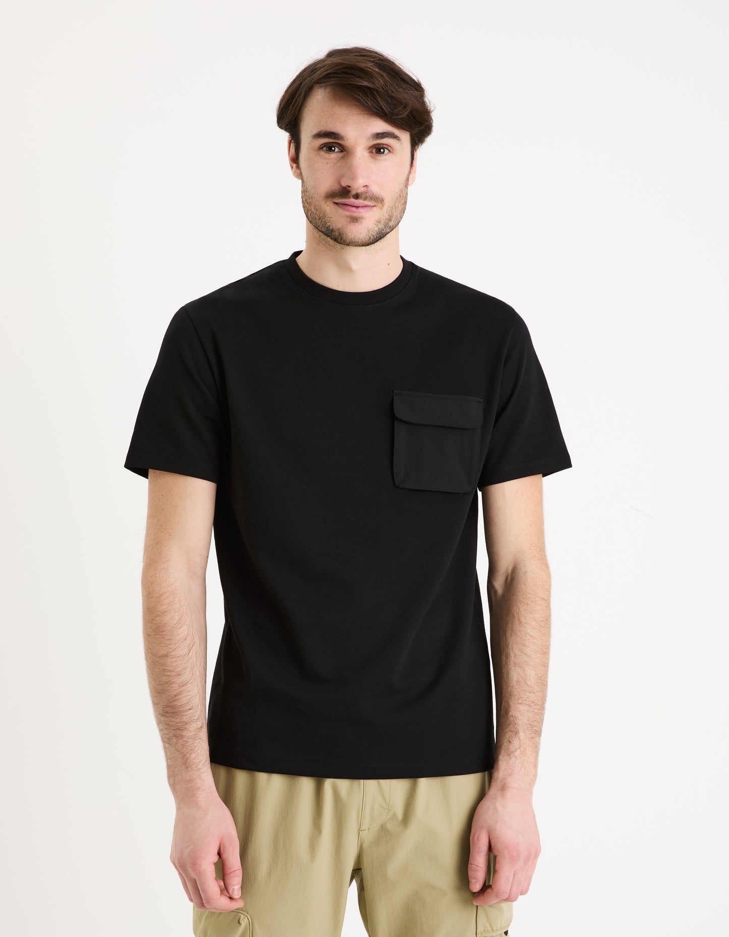 Black Solid Cotton T-shirt