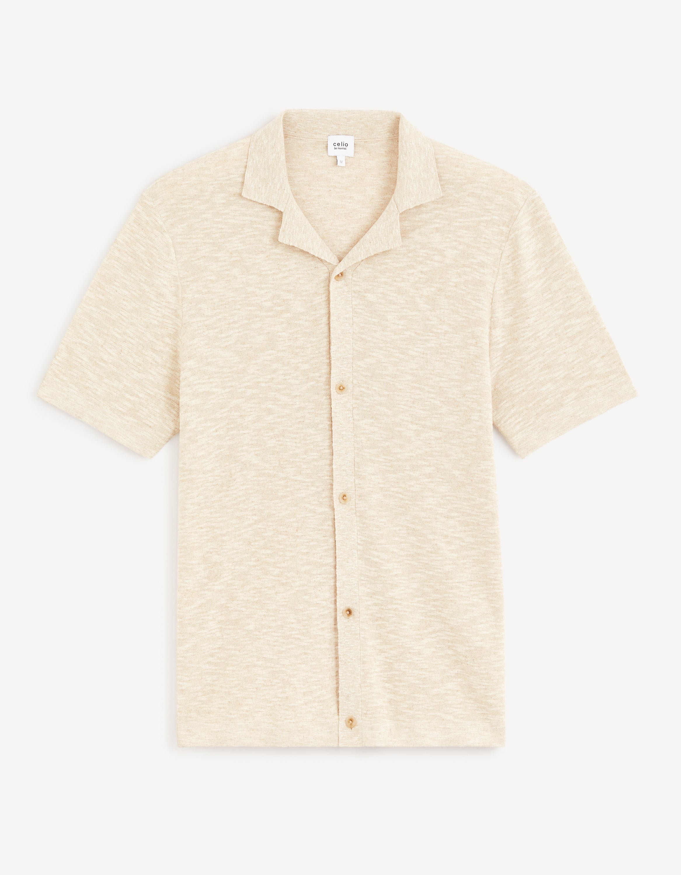 Beige Solid Linen Shirt