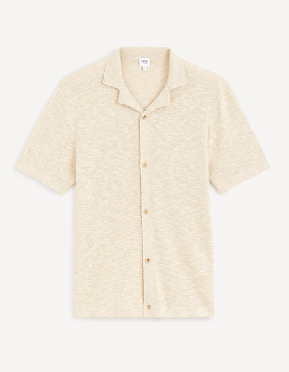 Beige Solid Linen Shirt