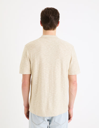 Beige Solid Linen Shirt