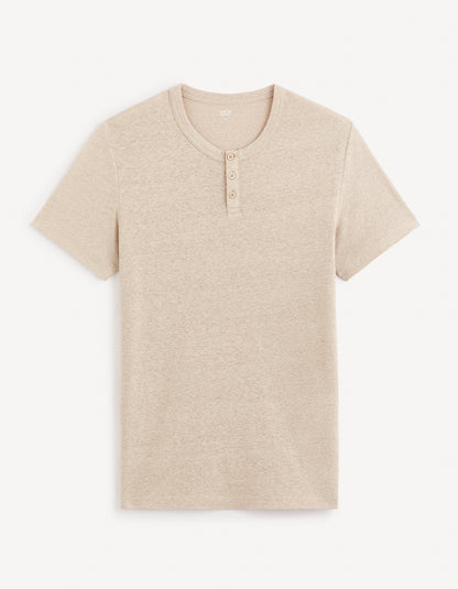 Taupe Solid Linen T-shirt