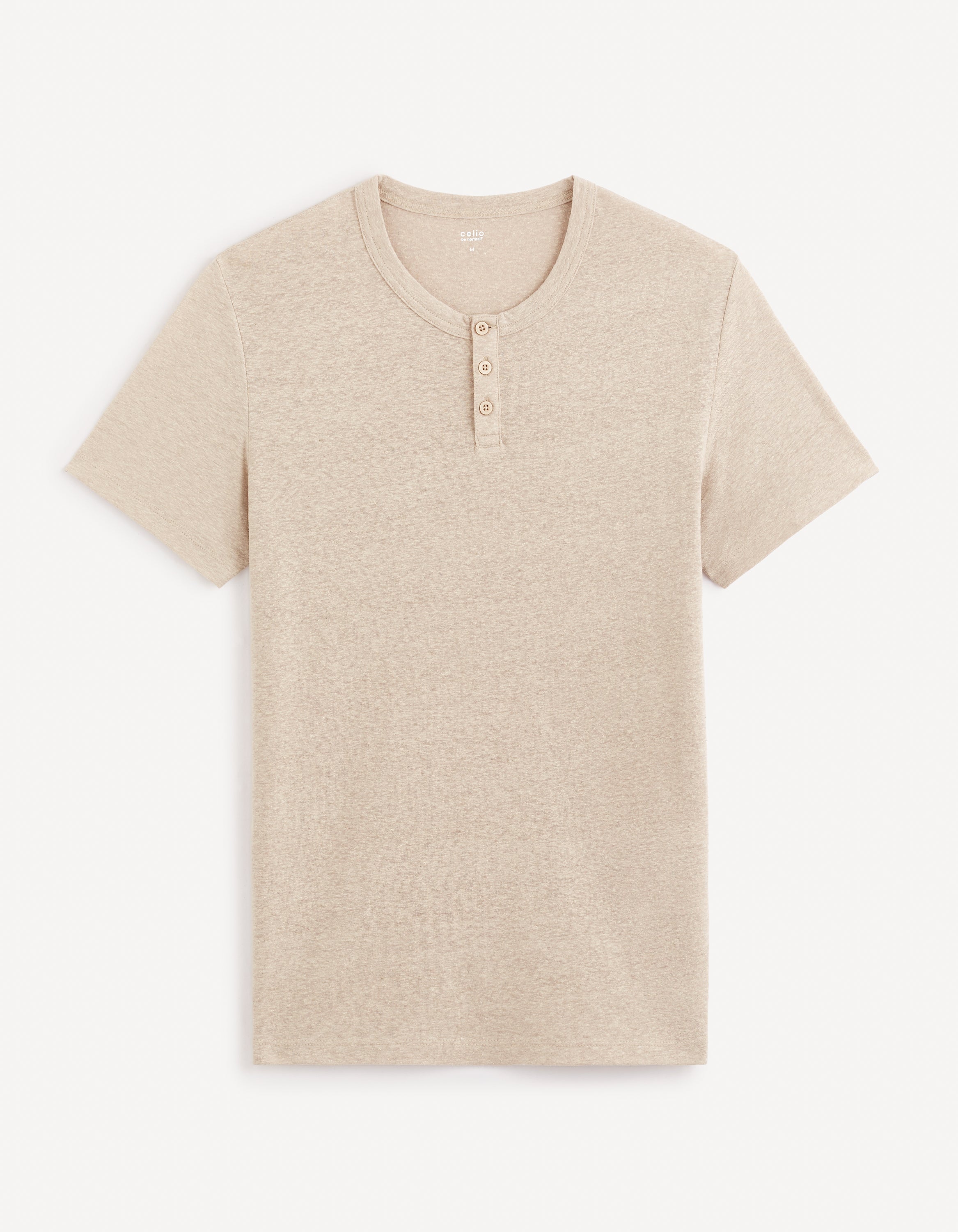 Taupe Solid Linen T-Shirt