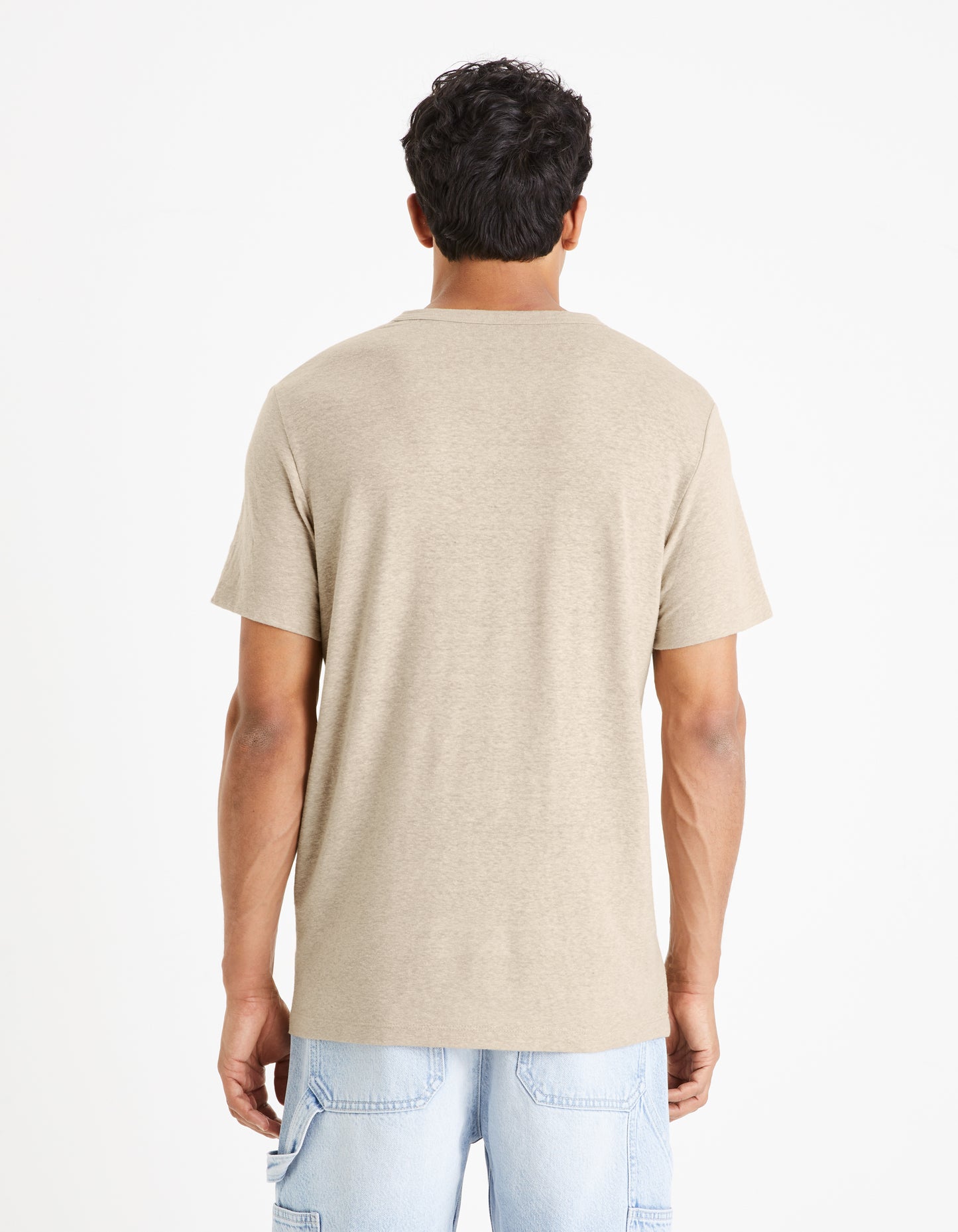 Taupe Solid Linen T-shirt