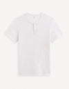 Celio* Solid Regular Fit Linen White T-Shirt