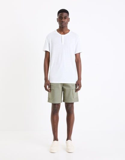 White Solid Linen T-shirt