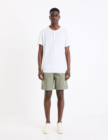 White Solid Linen T-Shirt