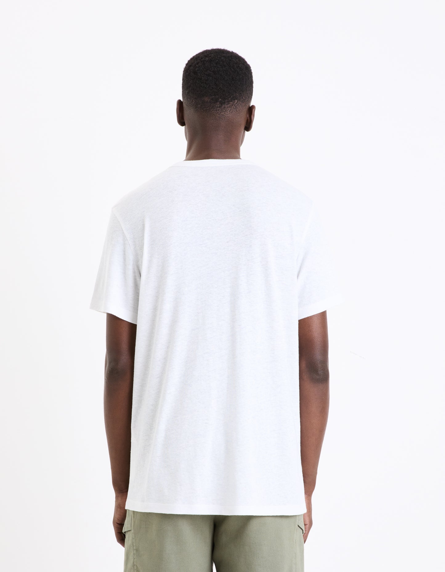 White Solid Linen T-shirt