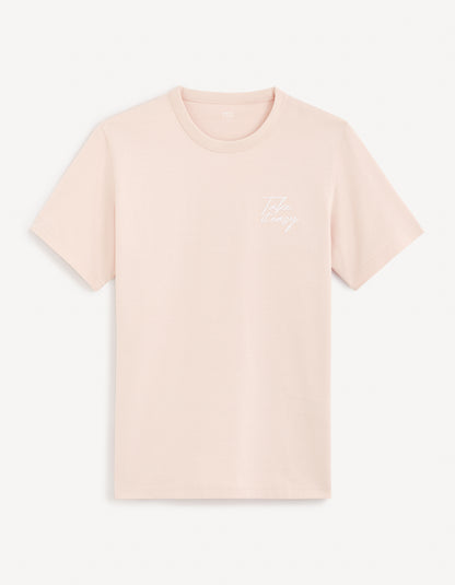 Pink Printed Cotton T-shirt