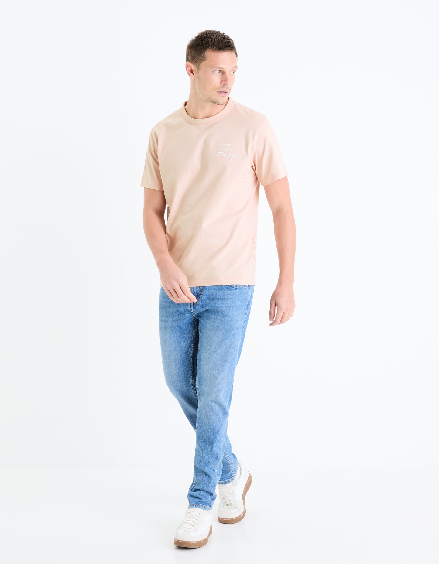 Pink Printed Cotton T-shirt