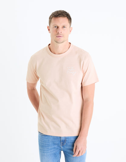 Pink Printed Cotton T-shirt