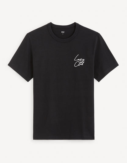 Black Solid Cotton T-shirt