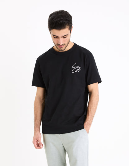 Black Solid Cotton T-shirt