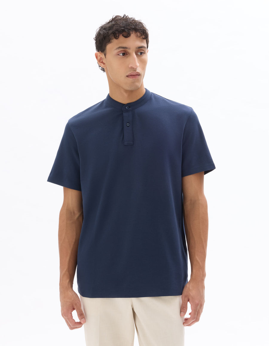 Celio Solid Regular Fit Cotton Navy Tshirts