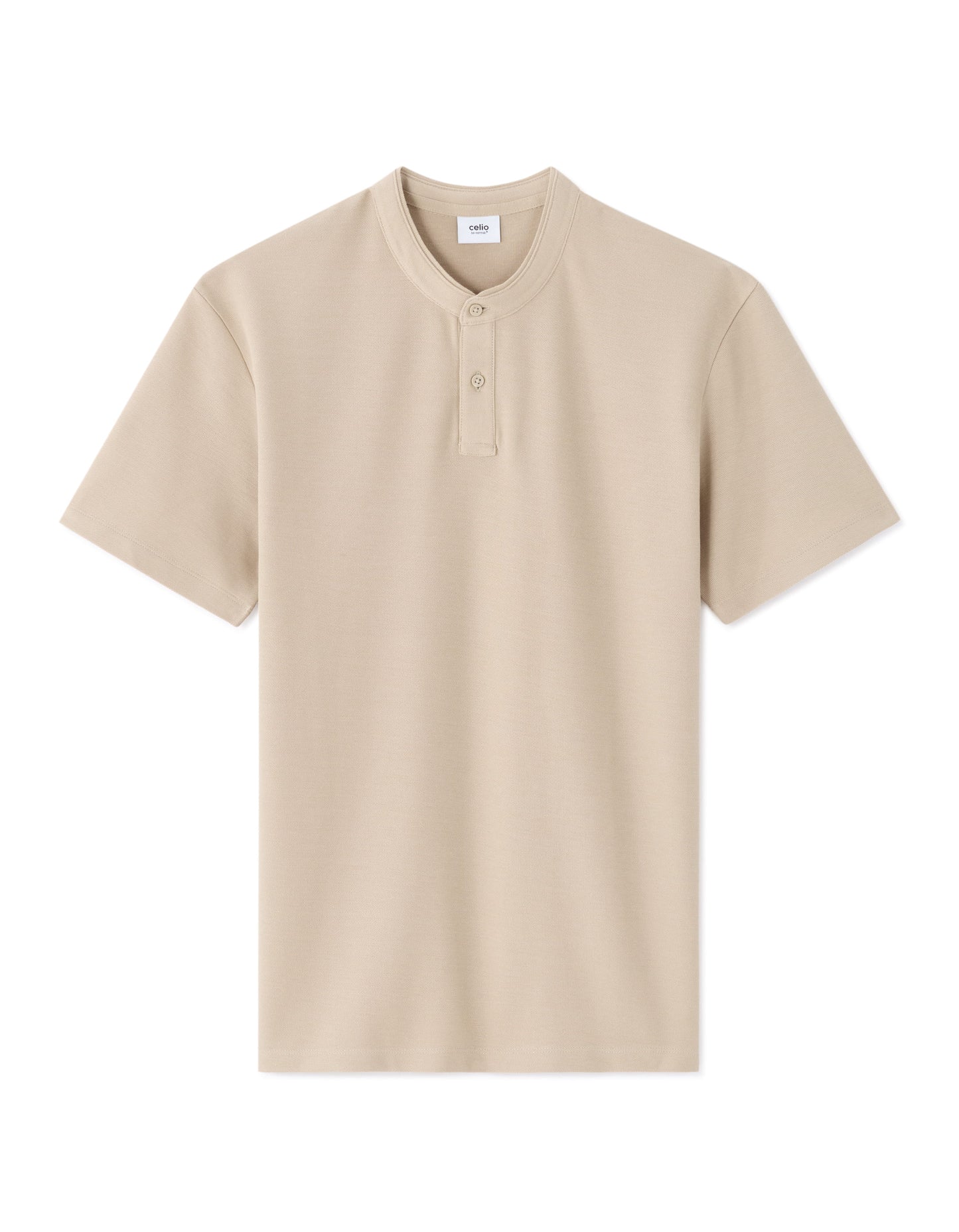 Celio Solid Regular Fit Cotton Beige Tshirts