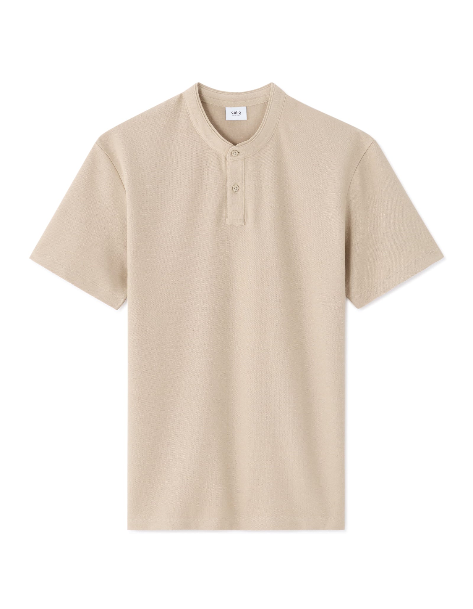 Celio Solid Regular Fit Cotton Beige Tshirts