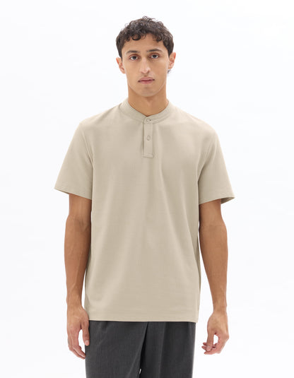 Celio Solid Regular Fit Cotton Beige Tshirts