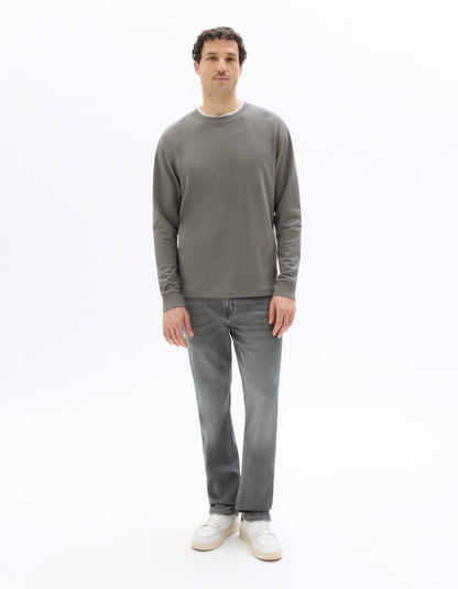 Celio* Men Grey Solid Straight Fit Cotton Jeans