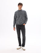 Straight Fit Cotton Blend Knitted Jeans - Black