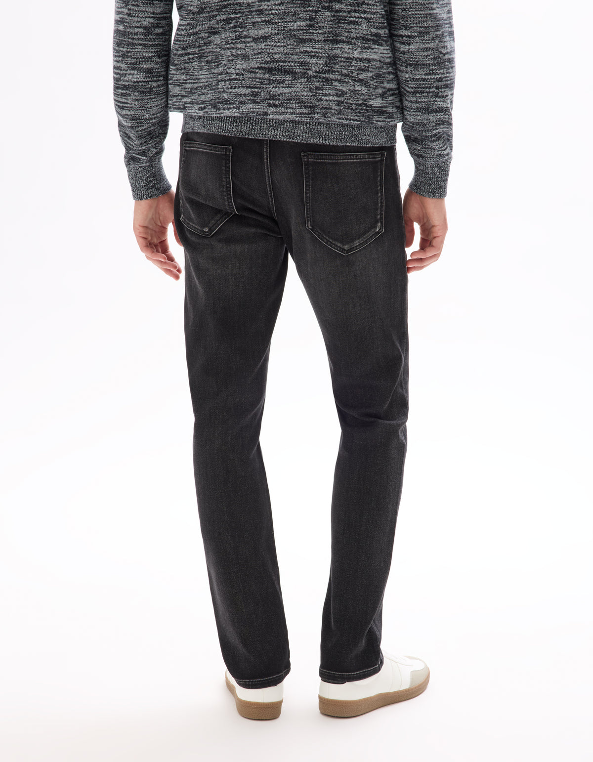 Straight Fit Cotton Blend Knitted Jeans - Black