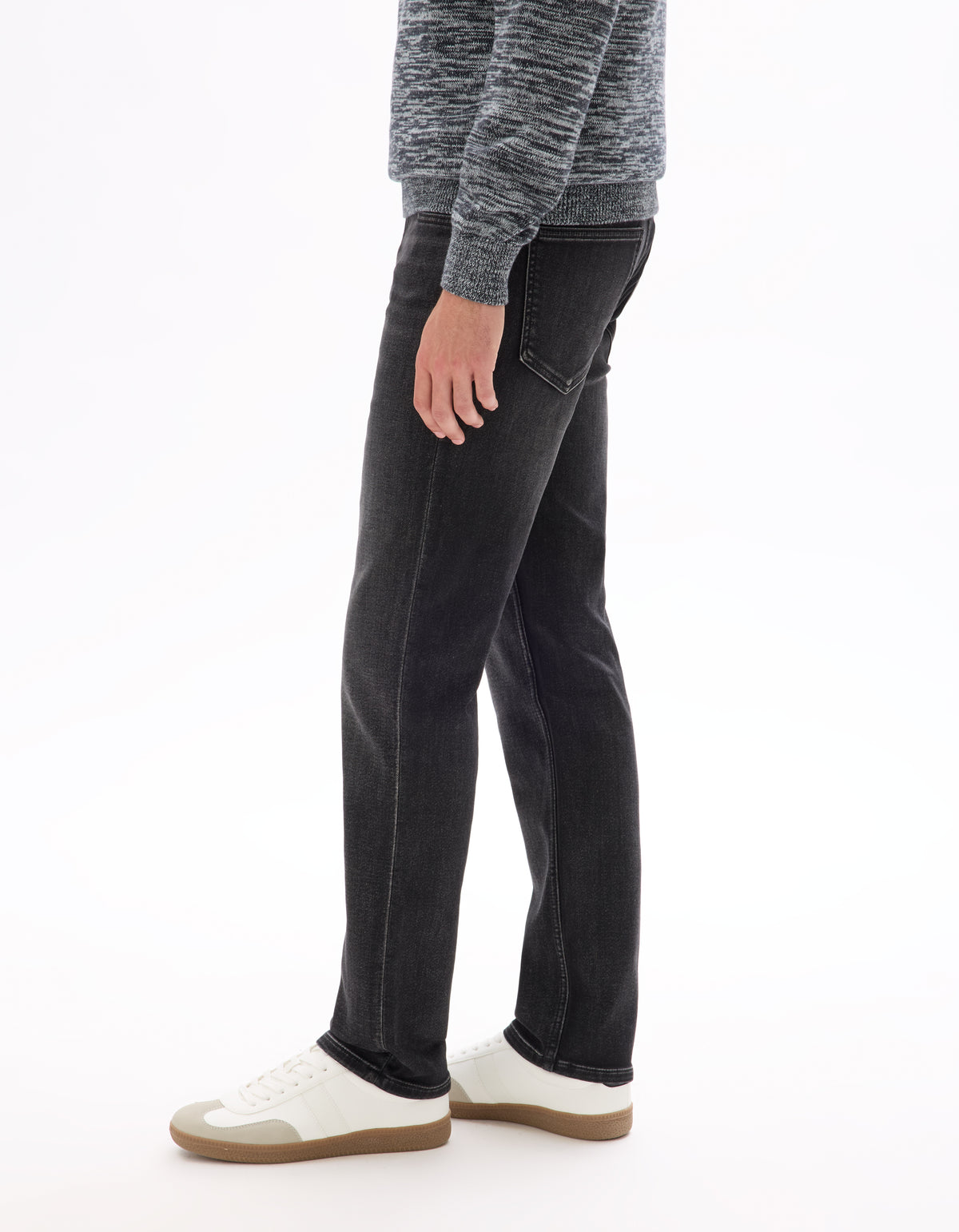 Straight Fit Cotton Blend Knitted Jeans - Black