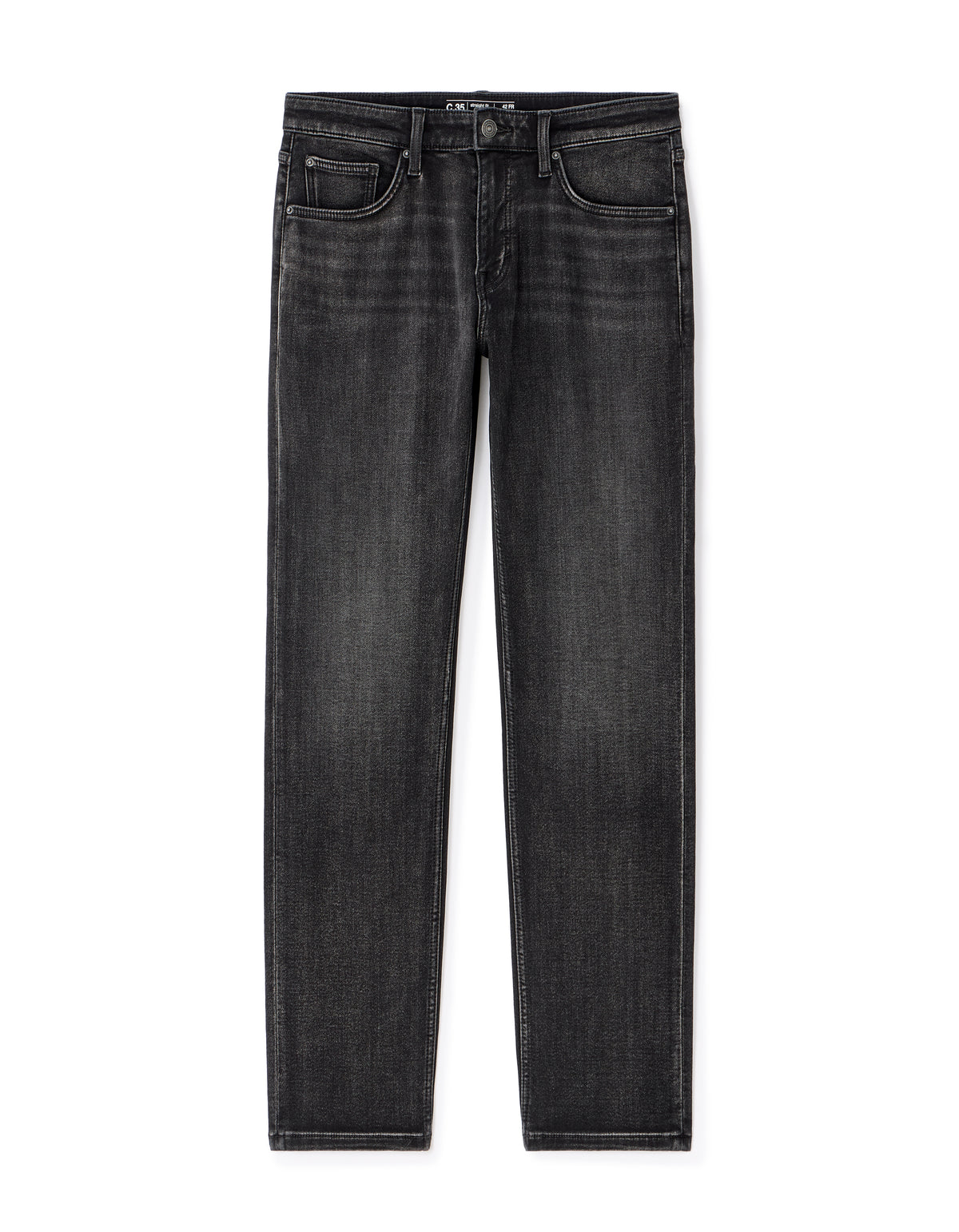 Straight Fit Cotton Blend Knitted Jeans - Black