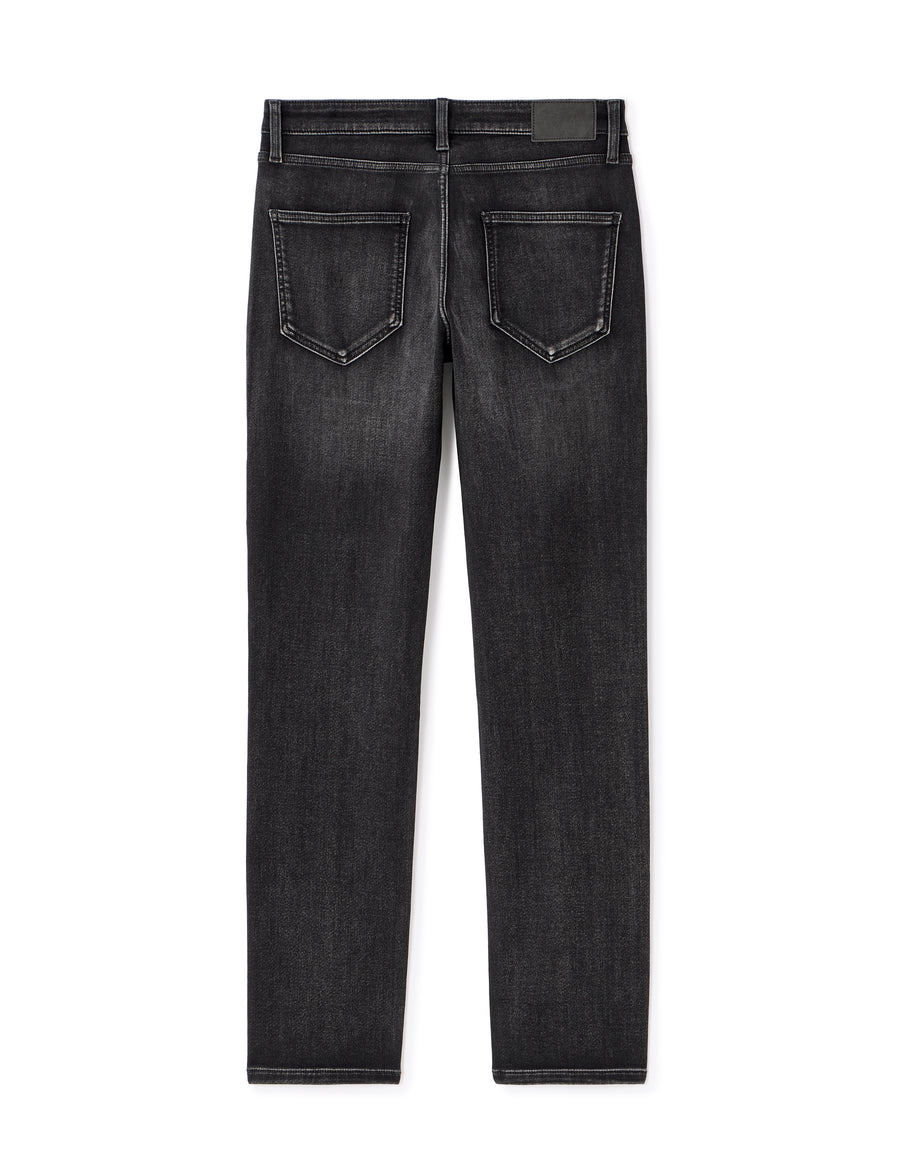Straight Fit Cotton Blend Knitted Jeans - Black