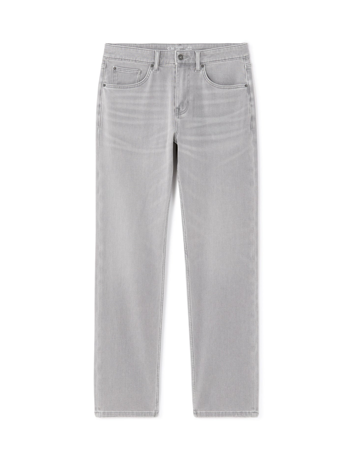 Straight Fit 100% Cotton Solid  Jeans - Grey