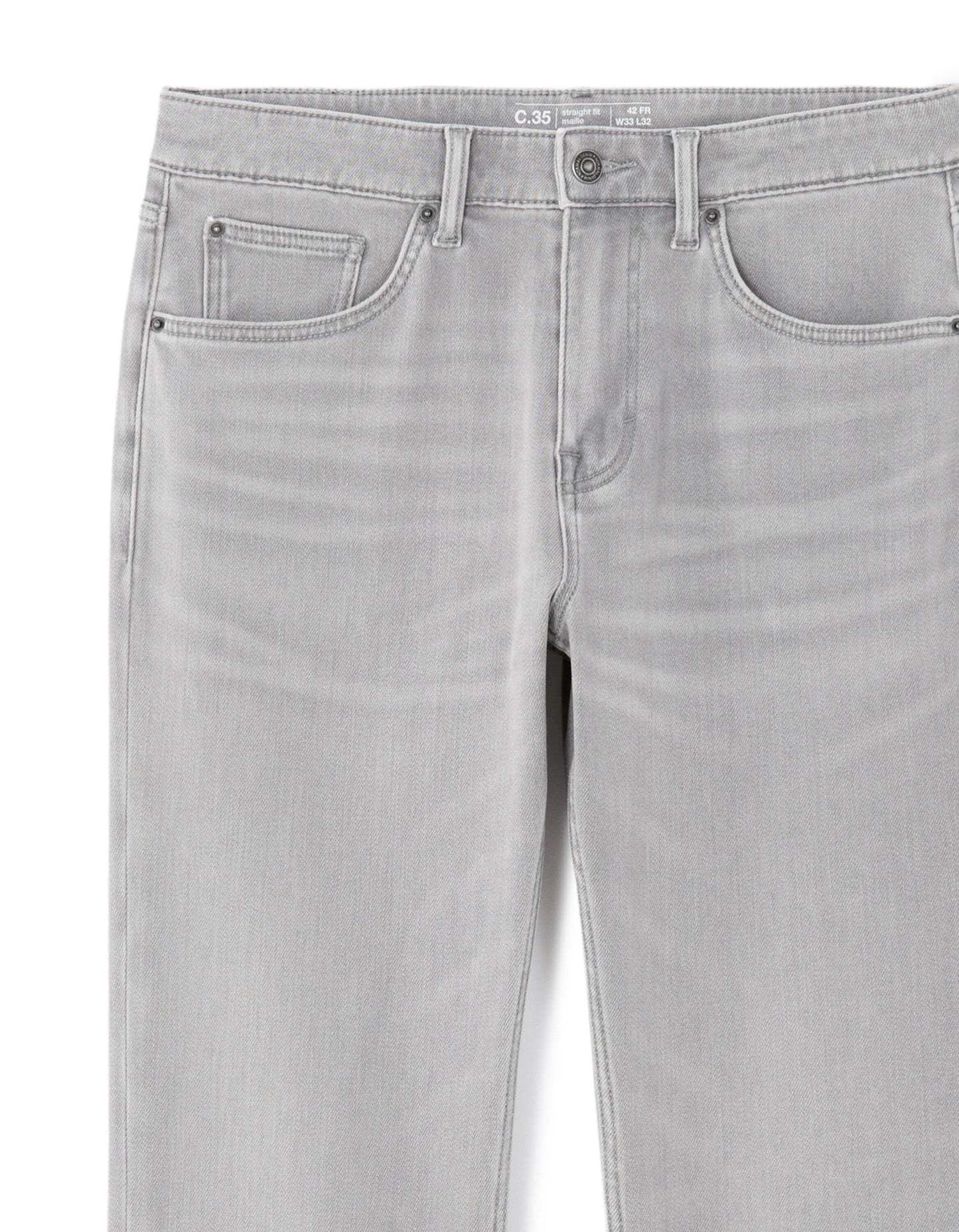 Straight Fit 100% Cotton Solid  Jeans - Grey