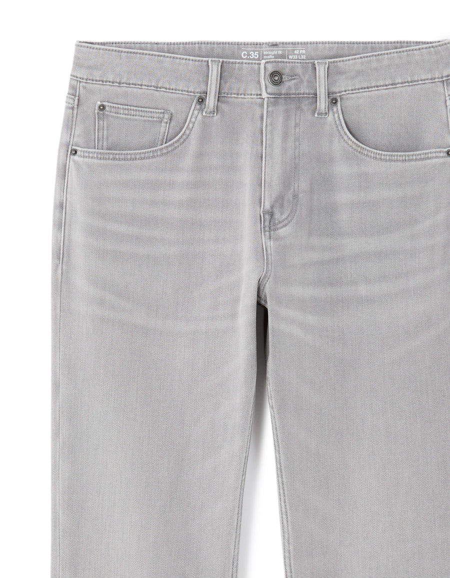 Straight Fit 100% Cotton Solid  Jeans - Grey