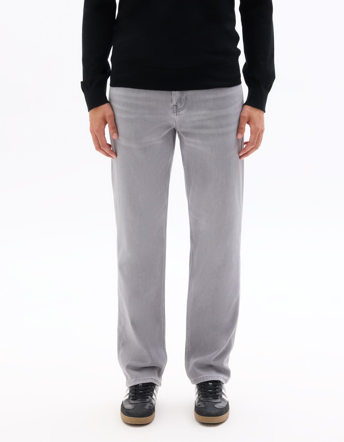 Straight Fit 100% Cotton Solid  Jeans - Grey