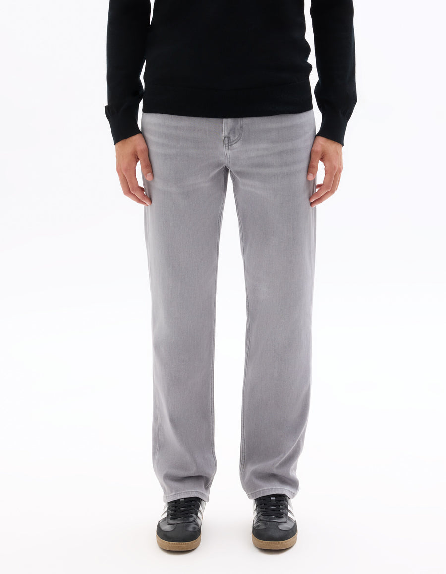Straight Fit 100% Cotton Solid  Jeans - Grey