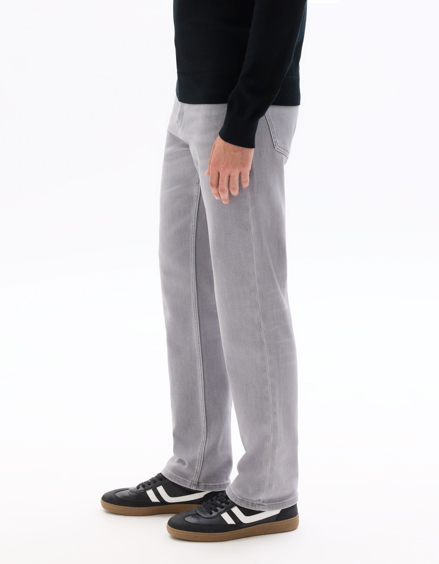 Straight Fit 100% Cotton Solid  Jeans - Grey
