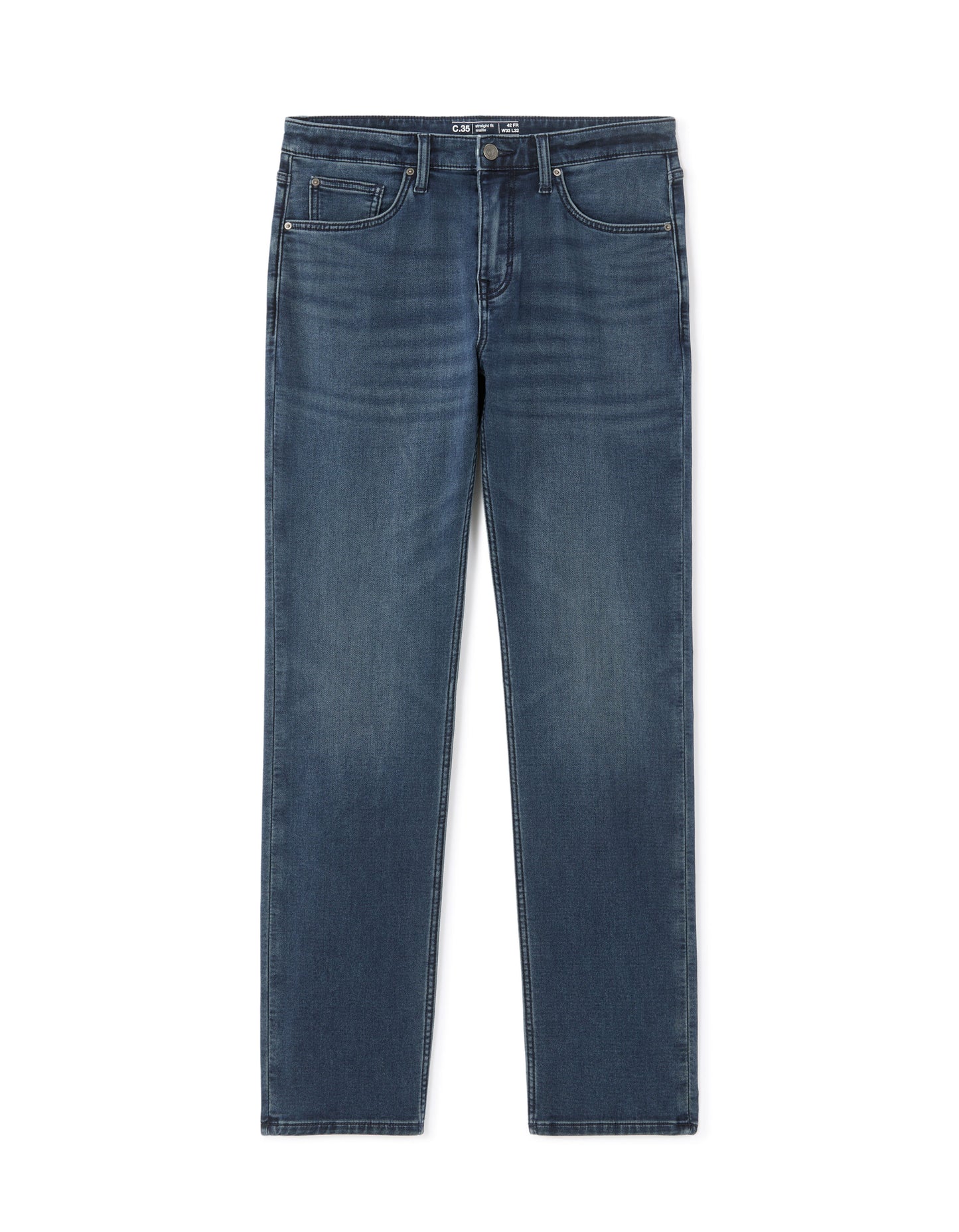 Straight Fit 100% Cotton Solid  Jeans - Navy Blue