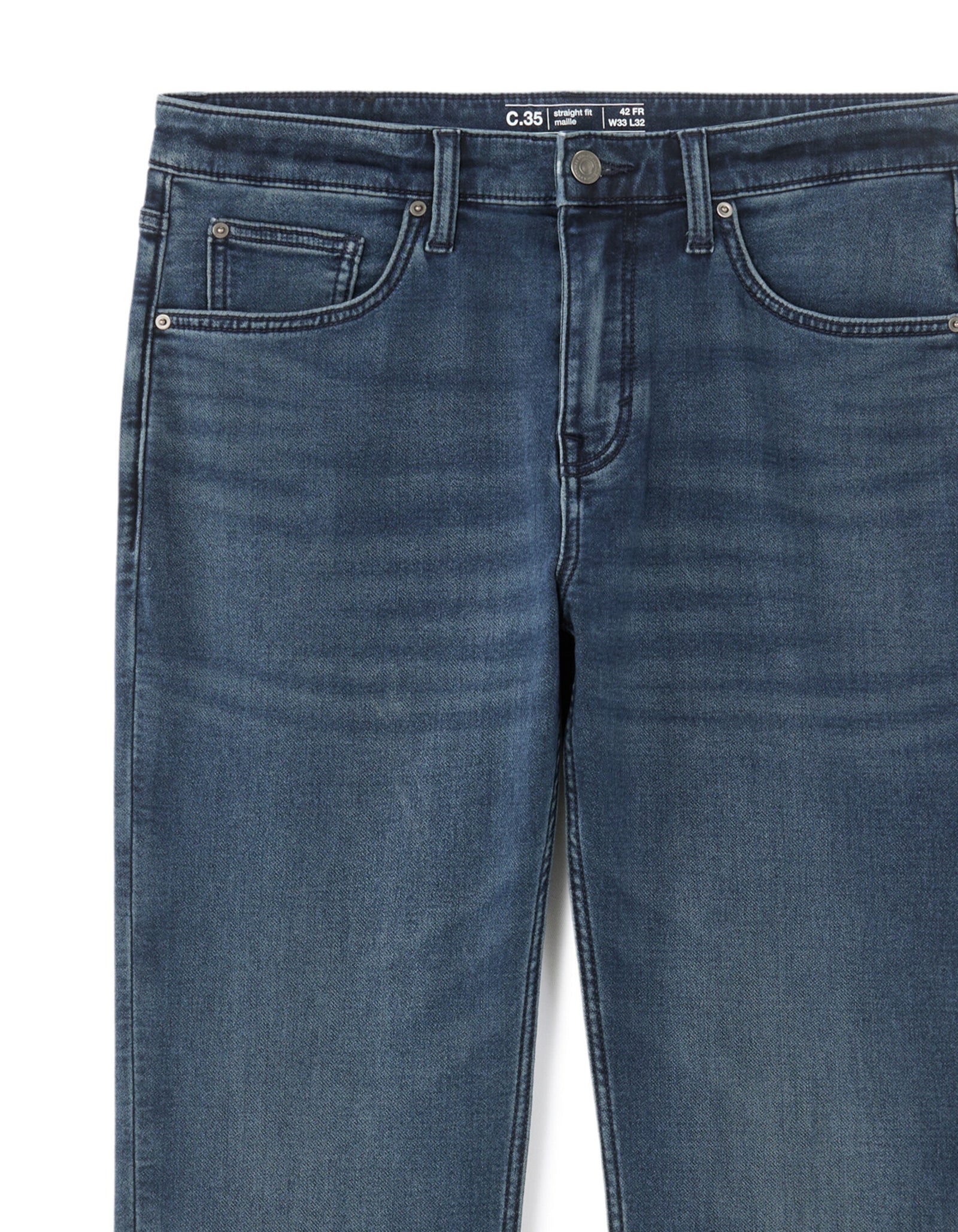 Straight Fit 100% Cotton Solid  Jeans - Navy Blue