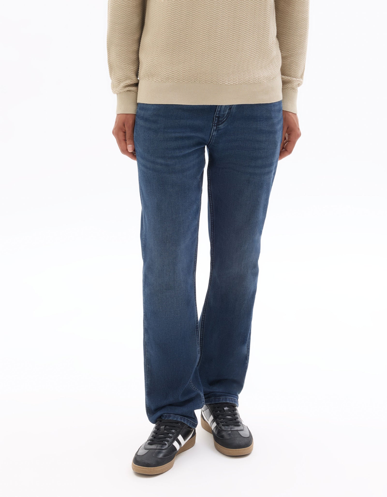 Straight Fit 100% Cotton Solid  Jeans - Navy Blue