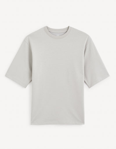 Celio* Solid Boxy Fit Cotton Grey T-Shirt