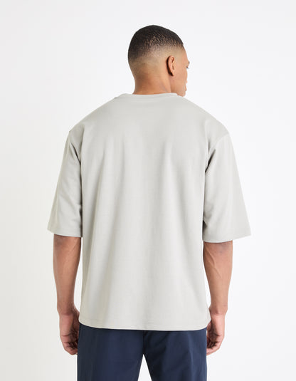 Grey Solid Cotton T-shirt