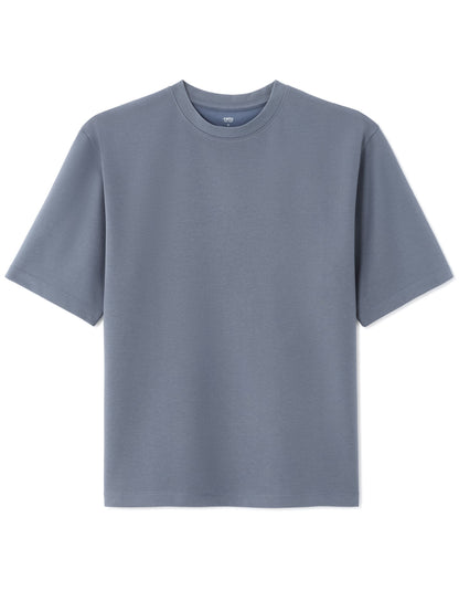 Celio Solid Regular Fit Cotton-Poly-Blend Blue Tshirts