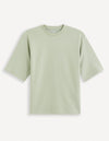 Celio* Solid Boxy Fit Cotton Green T-Shirt