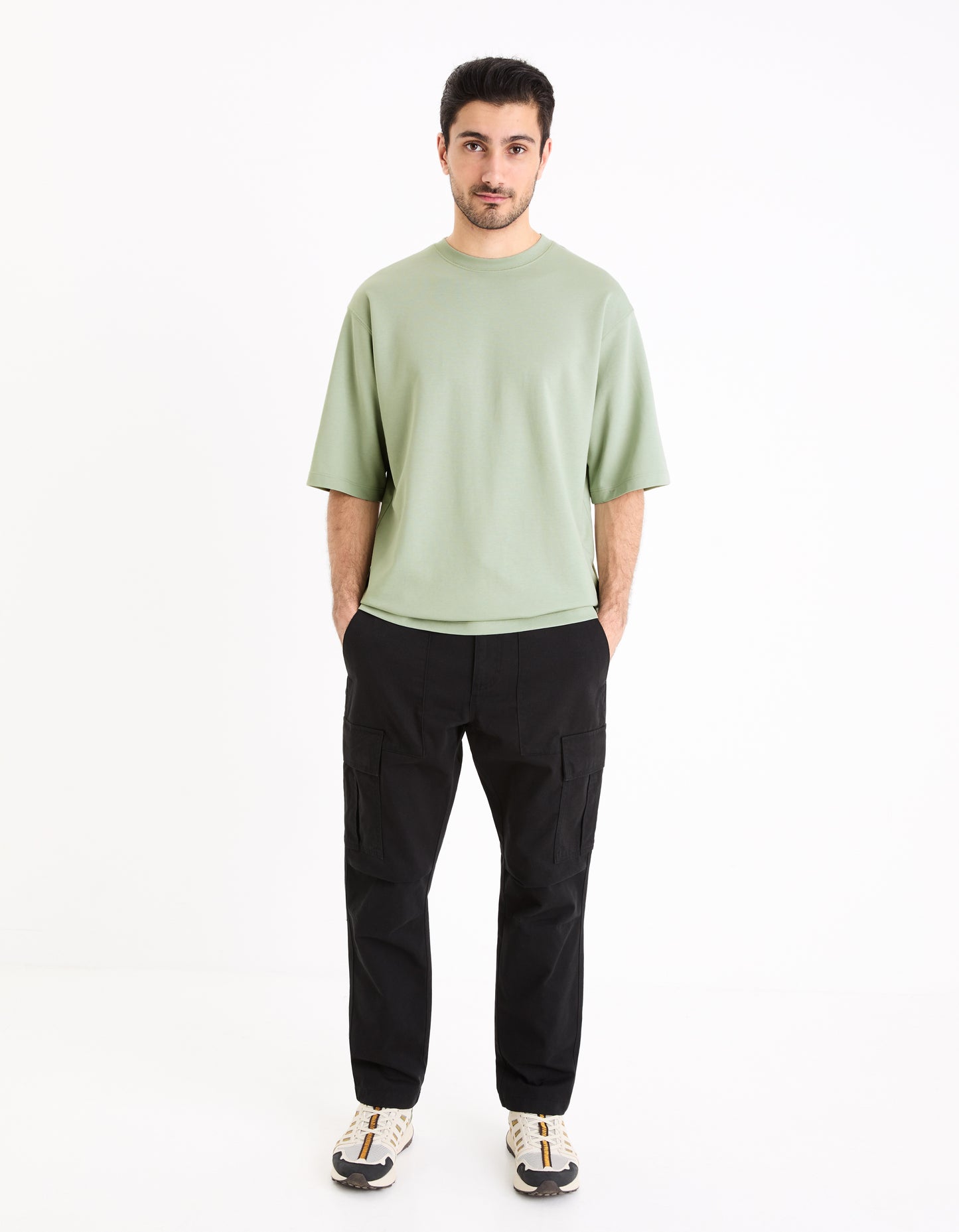 Green Solid Cotton T-shirt