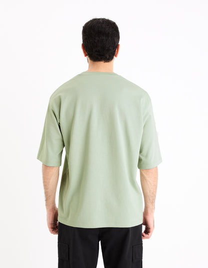 Green Solid Cotton T-shirt