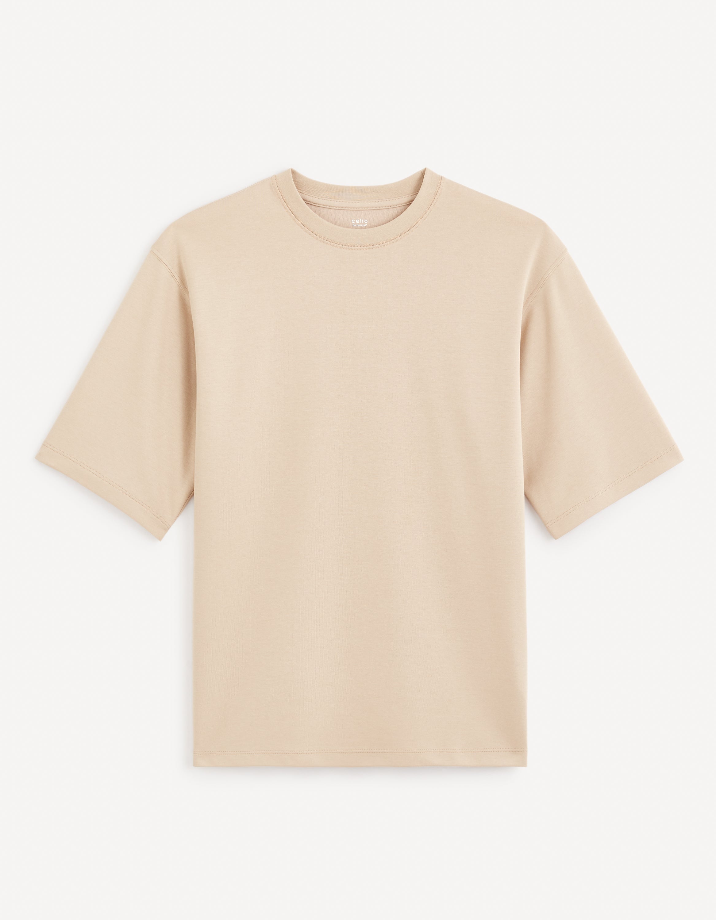 Taupe Solid Cotton T-shirt