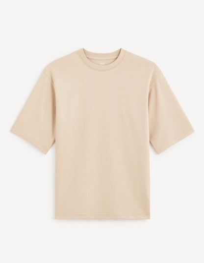 Taupe Solid Cotton T-shirt