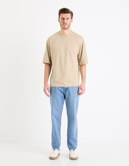 Taupe Solid Cotton T-shirt