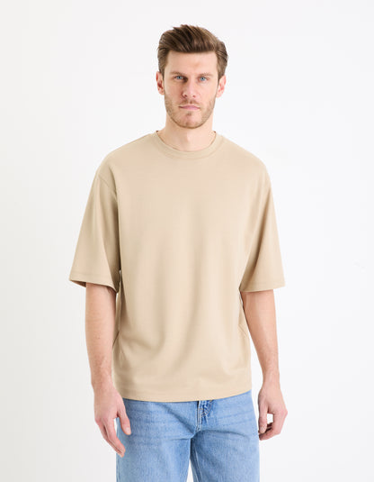 Taupe Solid Cotton T-shirt