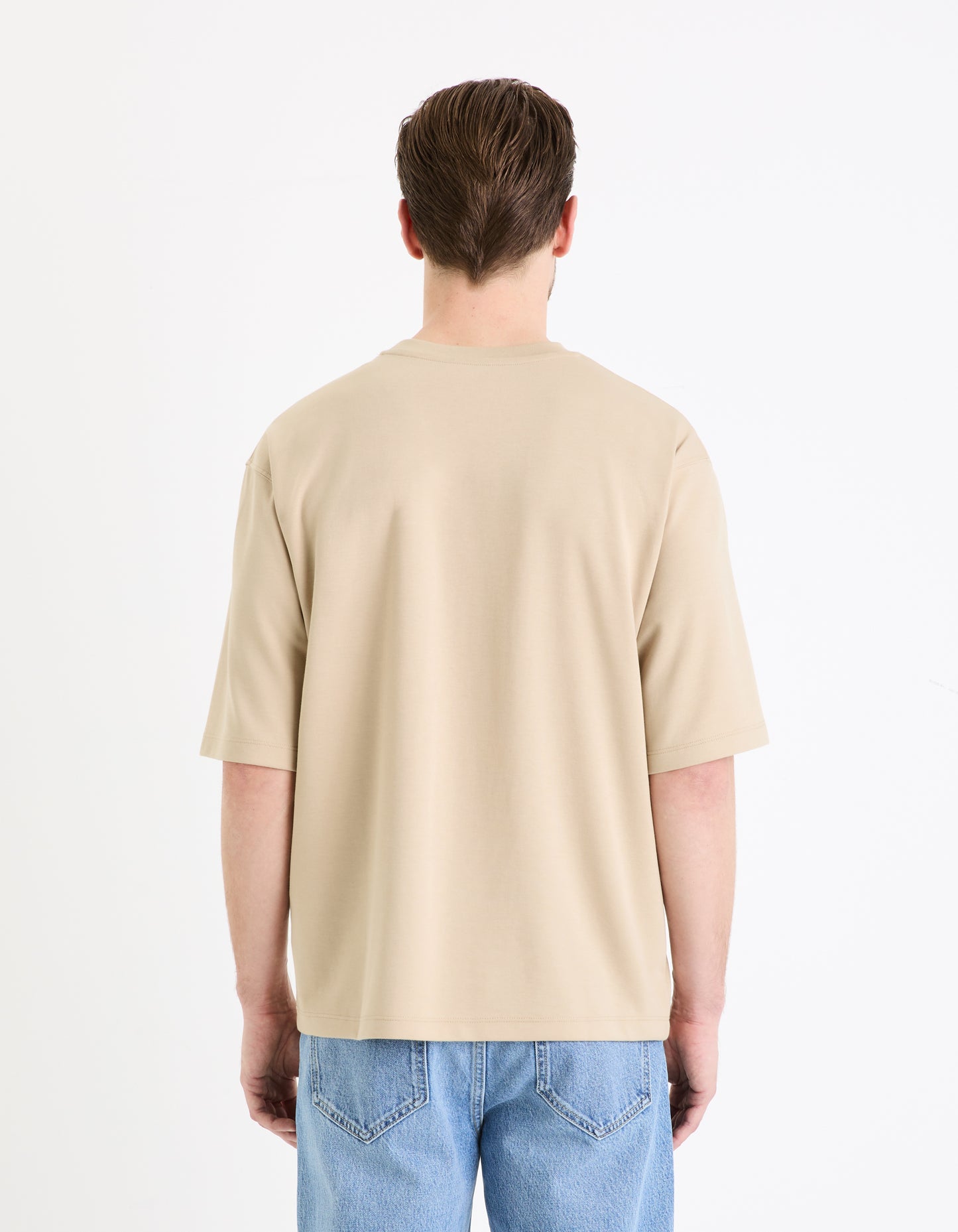 Taupe Solid Cotton T-shirt