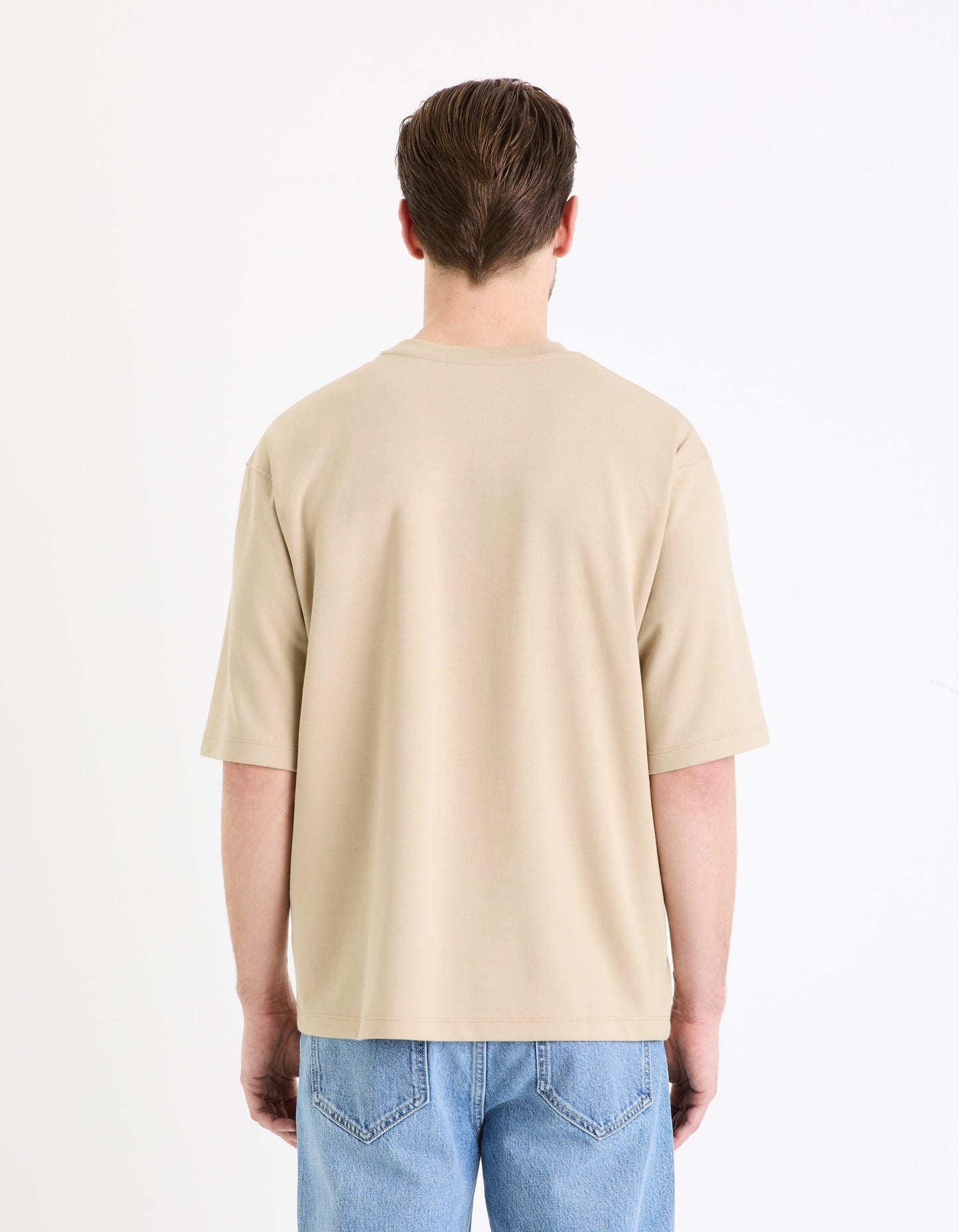 Taupe Solid Cotton T-Shirt