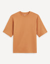 Celio* Printed Boxy Fit Cotton Brown T-Shirt