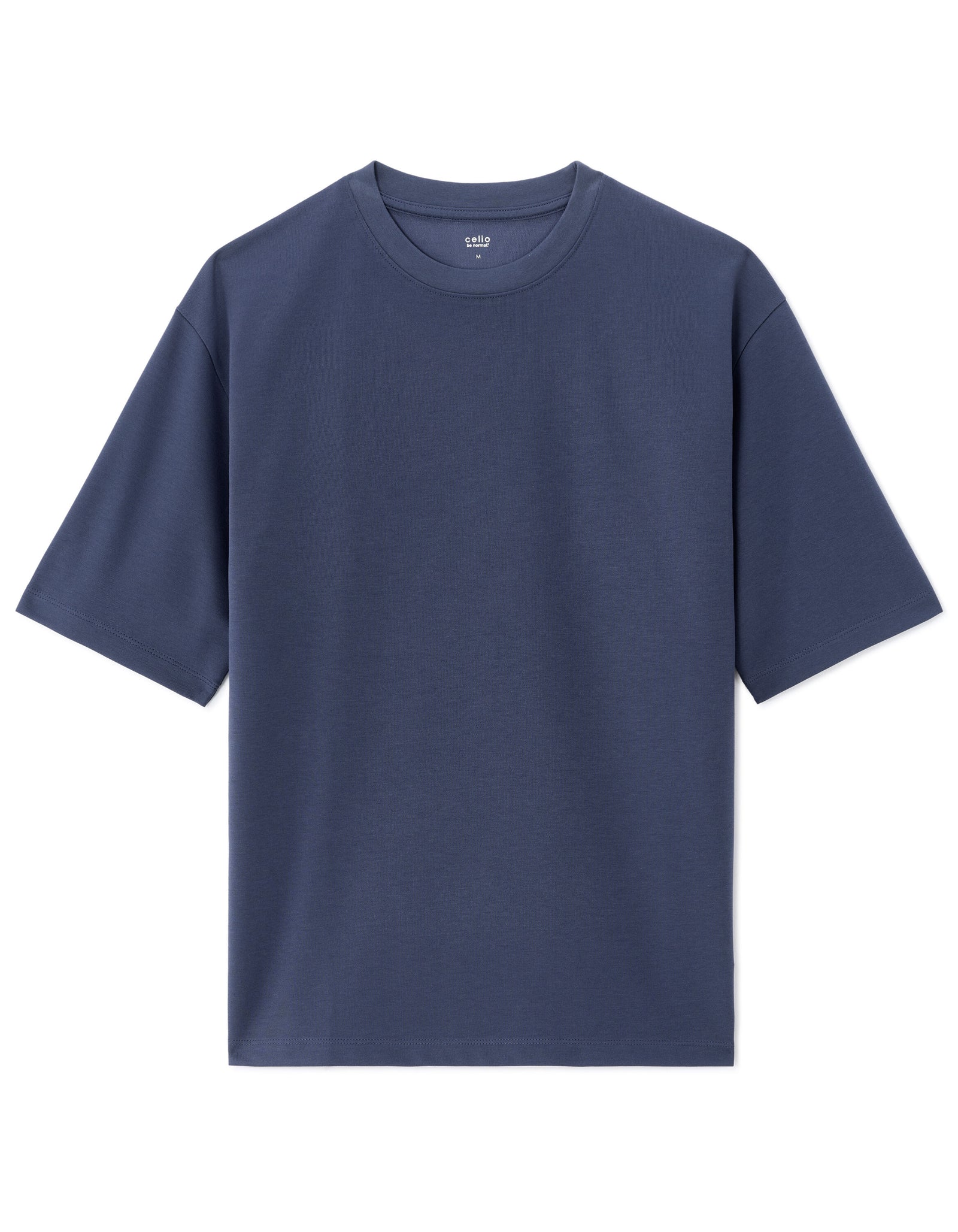 Celio* Navy Blue Cotton Solid Regular Fit Men T-Shirt